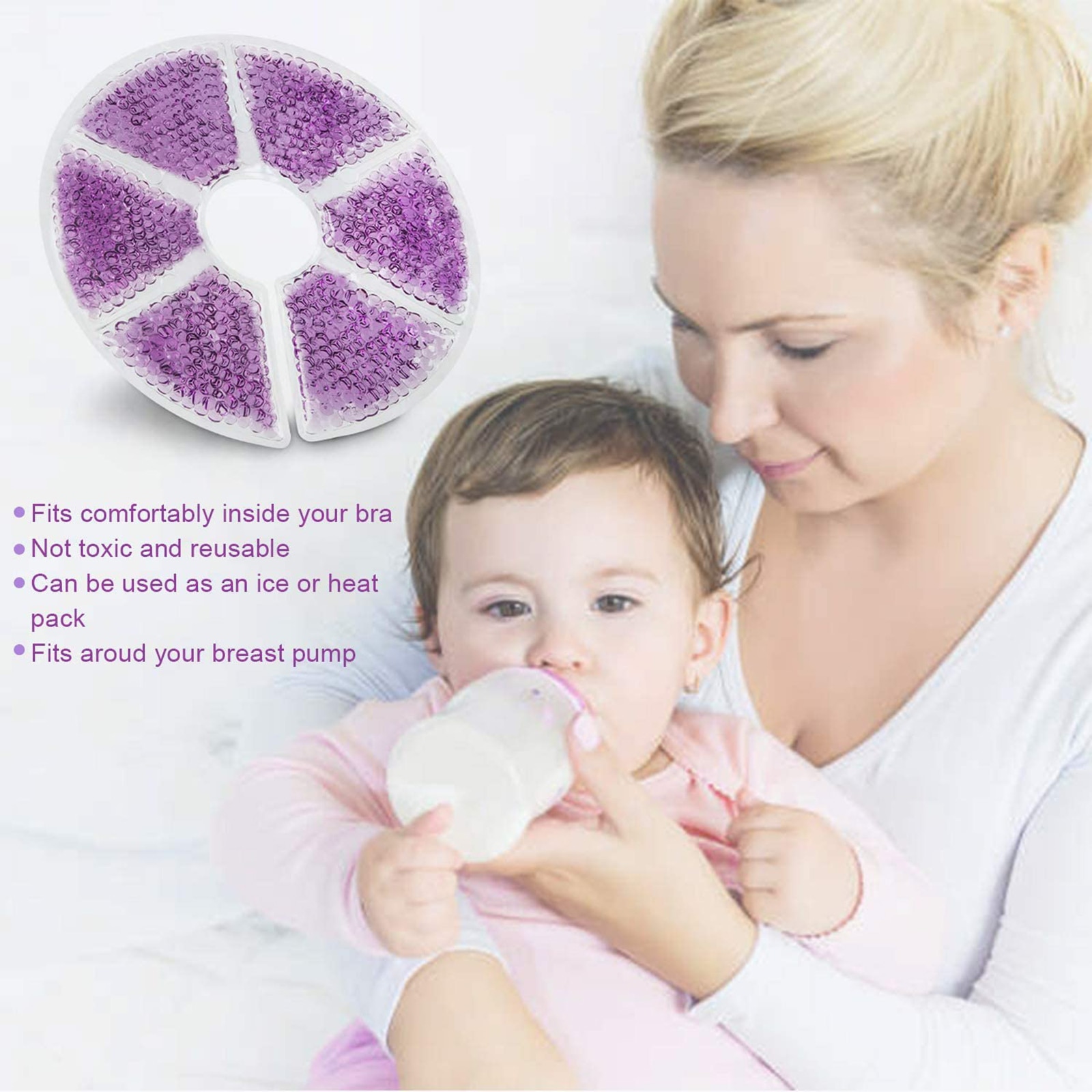 2Pcs Breast Therapy Pack Ice Pack Pads Hot or Cold Use For Nursing Mother Hot Cold Breastfeeding Gel Pads